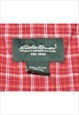 EDDIE BAUER CHECKED RED LONG SLEEVE SHIRT - S
