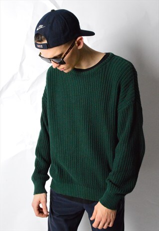 GREEN KNIT DROP SHOULDER JUMPER