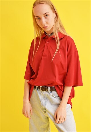 90'S RETRO ATHLEISURE POLO OVERSIZED T-SHIRT TEE