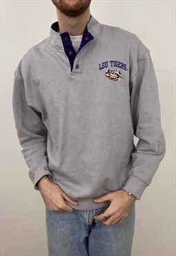 Vintage grey American university LSU button sweatshirt