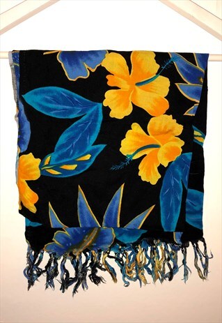 VINTAGE 90S HAWAIIAN SCARF FLORAL HOLIDAY BOHO