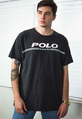 VINTAGE POLO RALPH LAUREN T-SHIRT LOGO 90S L 8.2