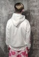 FLAME PRINT HOODIE AMERICAN LIBERTY PULLOVER IN WHITE