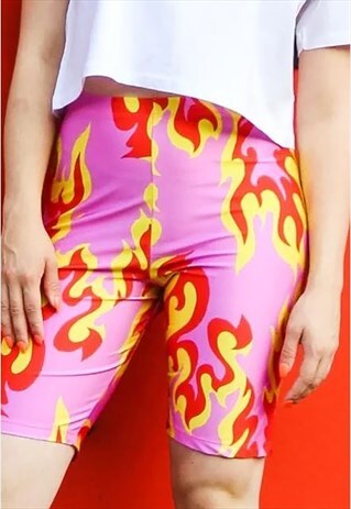 PINK FLAME HIGH WAISTED SHORTS
