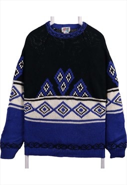 Vintage 90's Pazzo Jumper Aztec Knitted Long Sleeve Black,