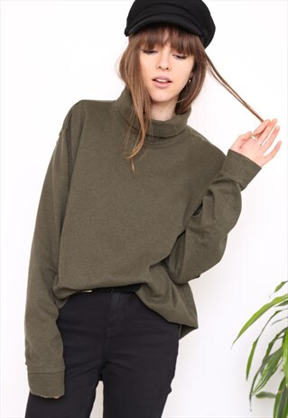 VINTAGE 90S GREEN POLO HIGH TURTLE NECK TOP
