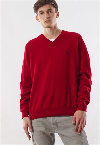 VINTAGE POLO RALPH LAUREN JUMPER 90S RED