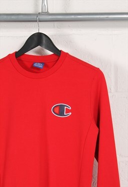 Vintage Champion Sweatshirt in Red Crewneck Jumper XS