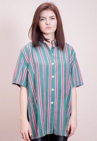 STRIPY PRINT, WOMEN'S COLLAR SHIRT FROM THE 90S
