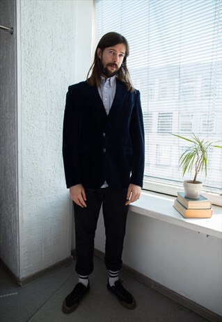 VINTAGE 70'S NAVY VELVET BLAZER