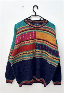Vintage sweater shop knit multicoloured jumper large 