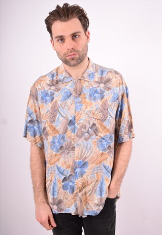 MENS VINTAGE SHIRT XL MULTI FLORAL 90'S