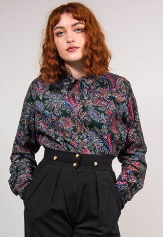 VINTAGE 90'S COLOURFUL PAISLEY PATTERN CORD SHIRT