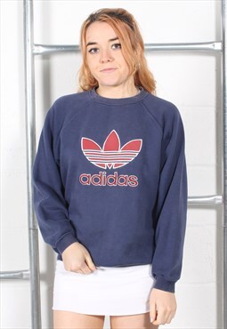 Vintage Adidas Originals Sweatshirt in Navy Sports Jumper XS