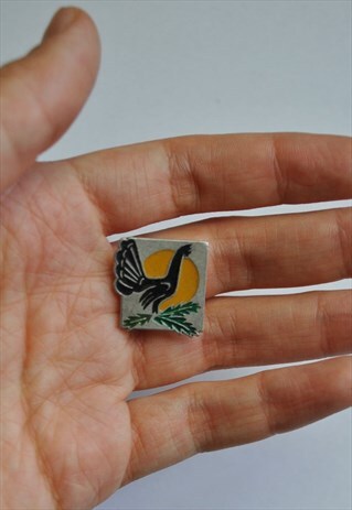 80S PEACOCK BIRD METAL PIN