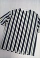 SHORT SLEEVED T-SHIRT NAVY GREEN WHITE STRIPED COTTON