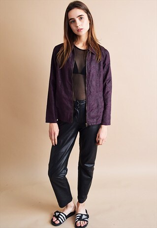 90'S RETRO MINIMALIST DEEP PURPLE PATTERNED SHIRT TOP