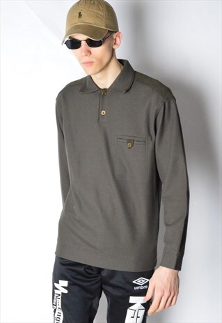VINTAGE 90S KHAKI MINIMALIST 1/4 BUTTON SHIRT