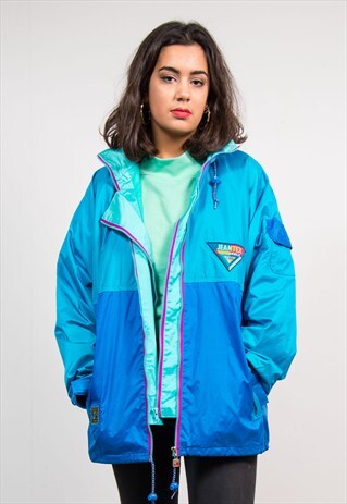 VINTAGE 90'S BRIGHT BLUE CAGOULE JACKET COAT
