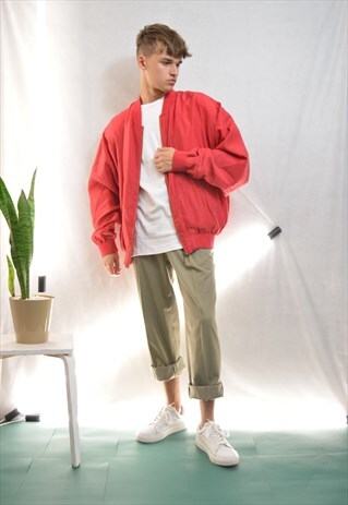 VINTAGE RED FANCY BOMBER JACKET