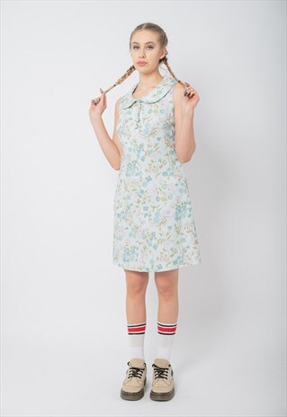 VINTAGE REVIVAL SLEVELESS TWIGGY DRESS IN FLORAL PATTERN S