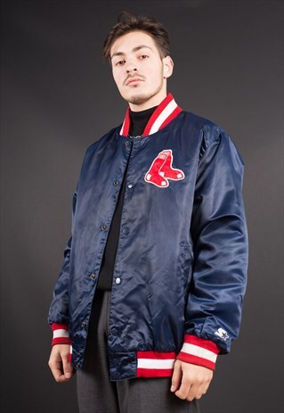 RARE// BLUE MLB BOSTON RED SOX VARSITY JACKET BY STARTER