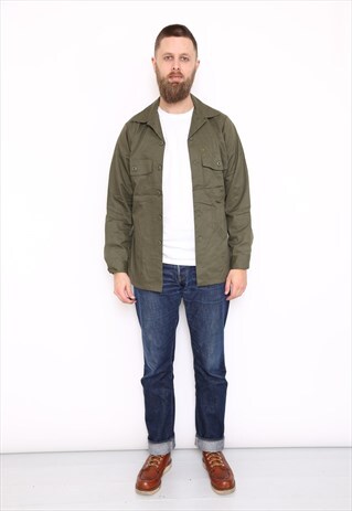 VINTAGE GREEN UTILITY CHORE OVERSHIRT JACKET