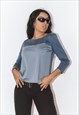 Vintage Prada Y2k 3/4 Sleeves Two Tones Top button back