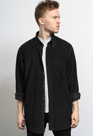 VINTAGE CORDUROY CORD SHIRT BLACK