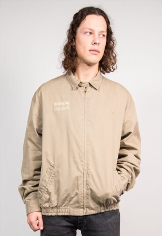 VINTAGE 90'S RALPH LAUREN SIEMENS BEIGE BOMBER JACKET