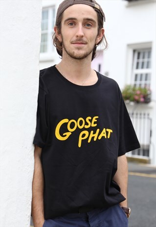 GOOSE STUDIOS ORGANIC COTTON T-SHIRT IN BLACK WITH PRINT