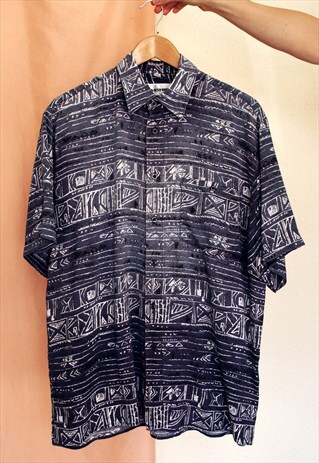 VINTAGE 80'S PRINTED SHORT SLEEVE SUMMER SHIRT