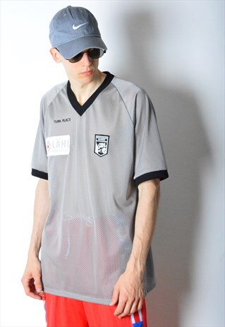 VINTAGE 90S GREY BASKETBALL REFEREE PATCH SPORTS T-SHIRT
