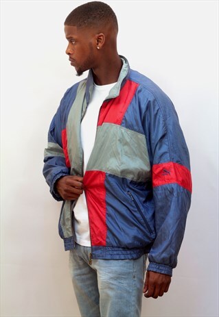1990'S VINTAGE OVERSIZED PUMA SHELL JACKET BLUE