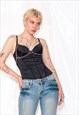 VINTAGE CORSET TOP Y2K SATIN BUSTIER IN BLACK
