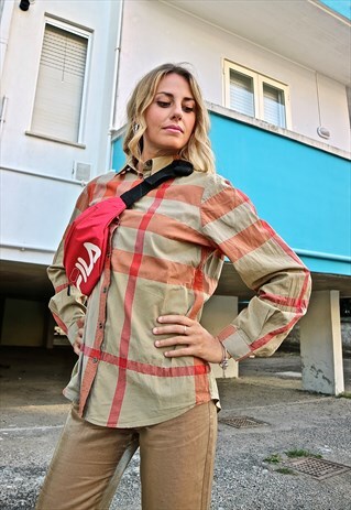 90S RARE VINTAGE BURBERRY BRIT CHECKED SHIRT