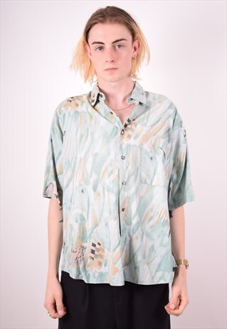 MENS VINTAGE SHIRT XL GREEN 90S