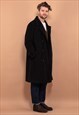 VINTAGE 90'S MEN WOOL BLEND COAT IN DARK GRAY