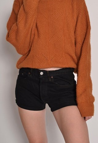 VINTAGE LEVI'S BLACK DENIM SHORTS 30