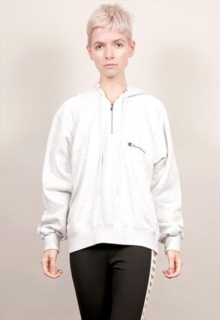 90'S VINTAGE CHAMPION ZIP-UP GREY HOODIE