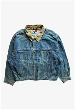 Vintage 90s Men's Tommy Hilfiger Blue Denim Jacket