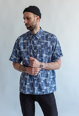 VINTAGE 80S FESTIVAL SHIRT IN BLUE