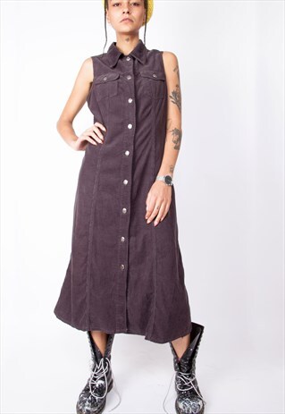 VINTAGE 90S Y2K CORDUROY MAXI DRESS ID:2160