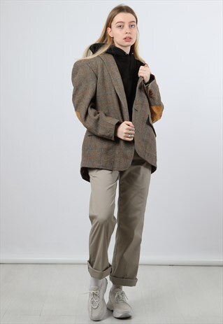 VINTAGE HARRIS TWEED SMALL BEIGE BLAZER JACKET