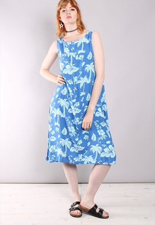 VINTAGE 90S HAWAIIAN MIDI PINAFORE DRESS