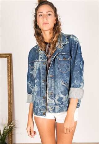 VINTAGE 80S EMBELLISHED WRANGLER DENIM JACKET / R138