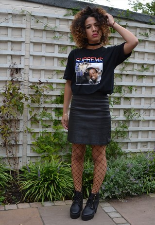 VINTAGE LEATHER BLACK MINI SKIRT