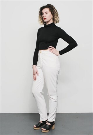 RARE VINTAGE 90'S WHITE PINK ESCADA DESIGNER STRETCH JEANS