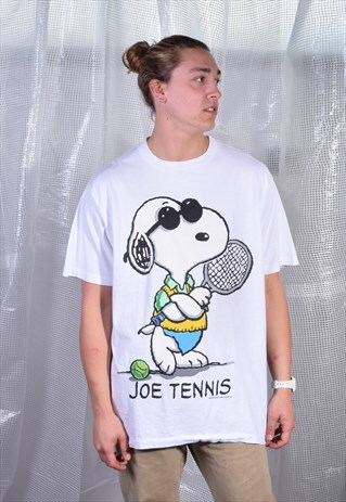 VINTAGE CHANGES WHITE SNOOPY TENNIS TEE
