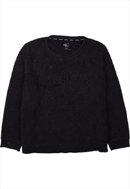 Vintage 90's Calvin Klein Fleece Jumper Spellout Crew Neck